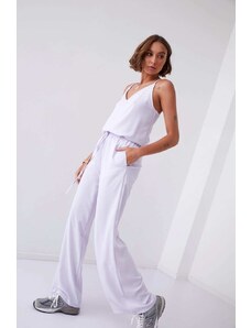 FASARDI Summer set of palazzo trousers and lilac top