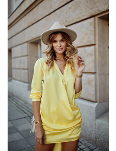 FASARDI Obleka rumene srajce z gubami