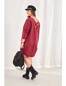 FASARDI Dress with cross on the back Plus Size burgundy