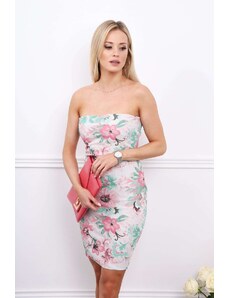 FASARDI Elegant fitted dress with pink flowers