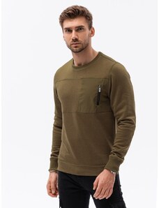 Buďchlap Originalen temen pulover olivne barve z žepom B1355