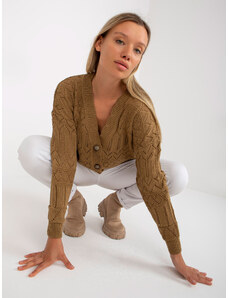 Fashionhunters Dark beige openwork summer sweater with buttons RUE PARIS