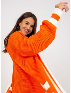 Fashionhunters Orange long cardigan with pockets RUE PARIS
