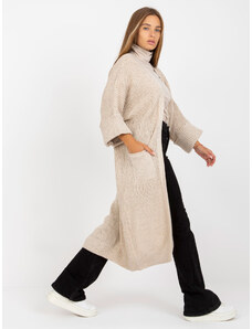 Fashionhunters Loose beige cardigan with OCH BELLA wool