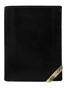 Fashionhunters Black and dark brown men's wallet with gold accent