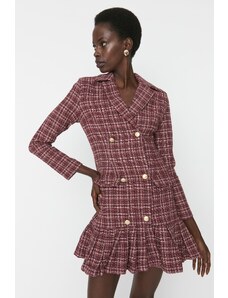 Trendyol večbarvni gumb za odklone Podrobna tkana obleka Tweed