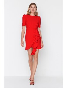 Trendyol Red Shirring podrobna večerna obleka