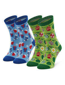 Set 2 parov otroških visokih nogavic Rainbow Socks