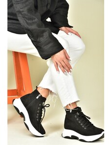 Fox Shoes Fox čevlji Ženske črne superge iz semiša, napolnjene s podplatom