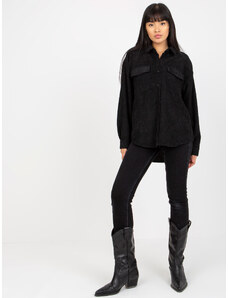 Fashionhunters Black corduroy outerwear with pockets