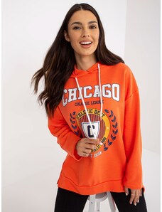 Fashionhunters Long orange sweatshirt with print