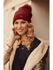 FASARDI Winter cap with glittering burgundy thread