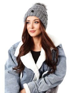 FASARDI Warm, dark gray winter cap with pompom