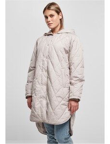 Urban Classics Women's Oversized Diamond Quilted Hooded Coat in Warm Grey