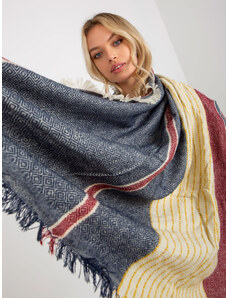Fashionhunters Navy and red patterned winter scarf with wool