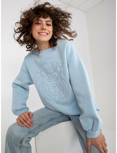 Fashionhunters Light blue hoodie with embroidery