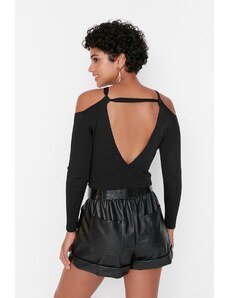 Trendyol Black Crop Back Detail pulover za pletenine
