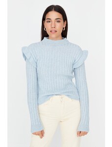 Trendyol svetlo modri pleteni podrobni pulover za pletenine