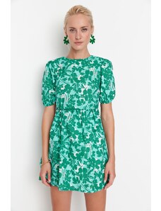 Trendyol zelena tkana cvetlična hrbtna detajla Mini tkana obleka