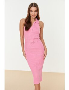 Trendyol roza pleteninska obleka