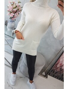 Kesi Sweater with ecru stand-up collar