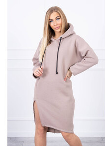 Kesi Dress with hood and slit on the side dark beige