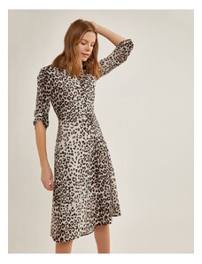 Koton ženska obleka z vzorcem rjavega leoparda 9YA88325PW