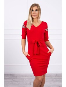 Kesi Dress with wings on the shoulders red