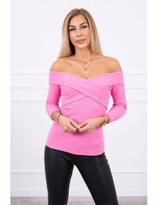 Kesi V-neck blouse dark beige light pink