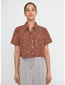 Brown patterned short shirt Noisy May Nika - Women