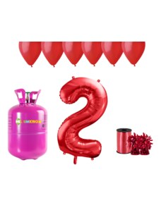 HeliumKing Helijev set za zabavo za 2. rojstni dan z rdečimi baloni
