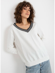 Fashionhunters Women's cotton blouse with neckline - ecru