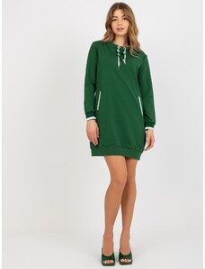 Fashionhunters Ženska kratka jopica Osnovna obleka z žepi - zelena