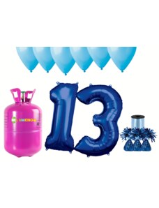 HeliumKing Helijev set za zabavo za 13. rojstni dan z modrimi baloni