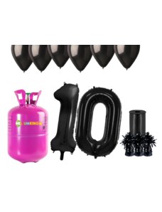 HeliumKing Helijev set za zabavo za 10. rojstni dan s črnimi baloni