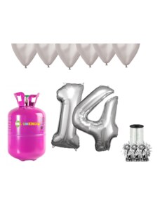 HeliumKing Helijev set za zabavo za 14. rojstni dan s srebrnimi baloni