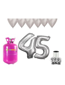 HeliumKing Helijev set za zabavo za 45. rojstni dan s srebrnimi baloni