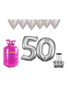 HeliumKing Helijev set za zabavo za 50. rojstni dan s srebrnimi baloni
