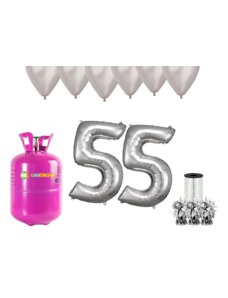 HeliumKing Helijev set za zabavo za 55. rojstni dan s srebrnimi baloni