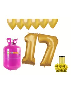HeliumKing Helijev set za zabavo za 17. rojstni dan z zlatimi baloni