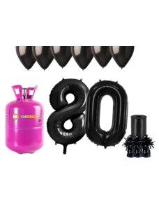 HeliumKing Helijev set za zabavo za 80. rojstni dan s črnimi baloni