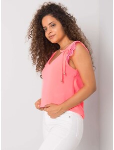 Fashionhunters Fluo pink top with sapphire lace