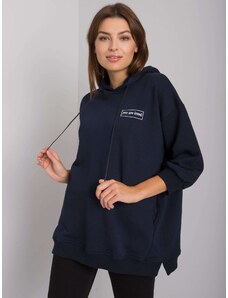 Fashionhunters Dark blue cotton sweatshirt with pockets