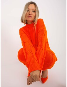Fashionhunters Orange knitted dress with stand-up collar RUE PARIS