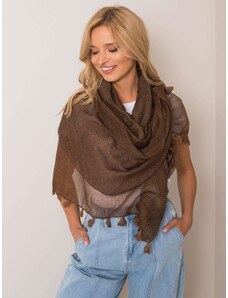 Fashionhunters Brown patterned scarf with fringe
