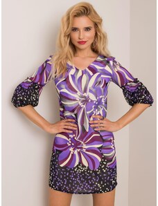 Fashionhunters Vijolična obleka z vzorci
