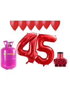 HeliumKing Helijev set za zabavo za 45. rojstni dan z rdečimi baloni