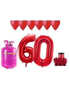 HeliumKing Helijev set za zabavo za 60. rojstni dan z rdečimi baloni
