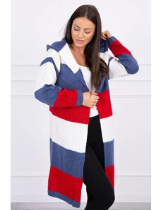 Kesi Three-color striped sweater ecru+jeans+red