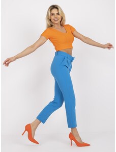 Fashionhunters Modre ženske hlače Giulia iz obleke z žepi